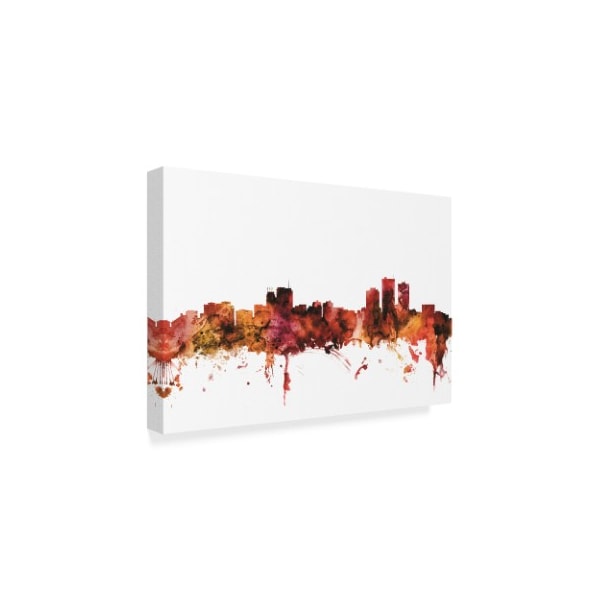 Michael Tompsett 'Anchorage Alaska Skyline Red' Canvas Art,16x24